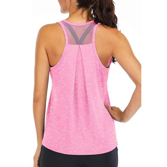 Femme Sportif Couleur Unie Col O Sans Manches Séchage Rapide Débardeur Dos Nageur Blouse Ample