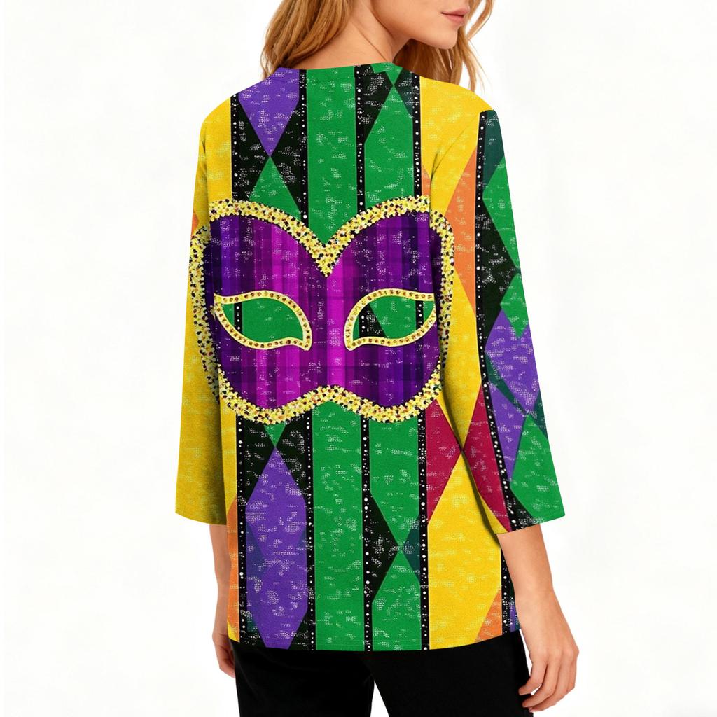 Blusas de mujer con mangas 3/4 largas, estampado floral, estilo vintage, informales, holgadas, con cuello redondo, camisas de talla grande