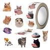 500pcs/Roll Cute Cat Meme Sealing Sticker Roll Laptop Phone Suitcase Reward Decoration Lables Stationery Stickers for Kids Toys