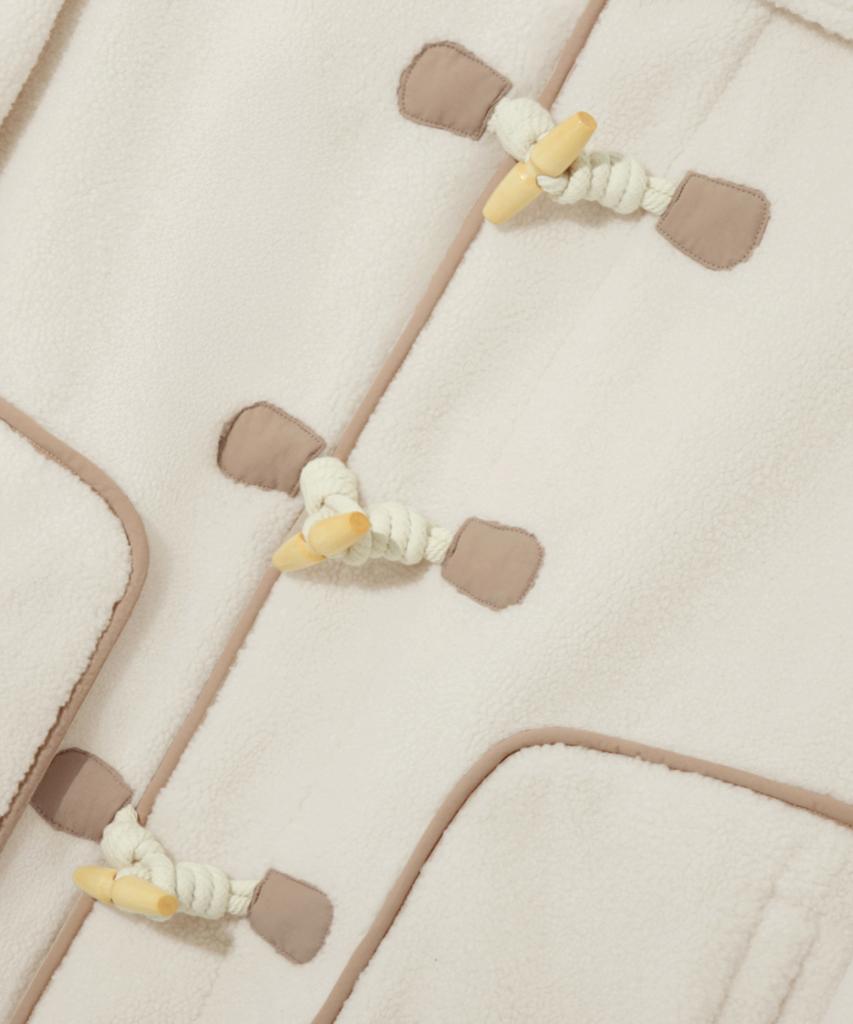 Trillion Unisex Fleece Duffle Hooded Coat Jacket [Ivory]