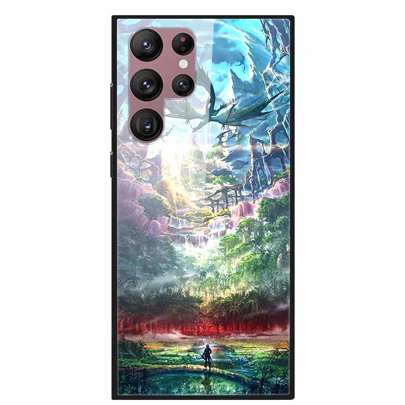 For Samsung Galaxy S22 Ultra 5G Phone Case Tempered Glass Back Cover Hard Case For Samsung  S22 Plus S 22 Capa Shell Funda Coque