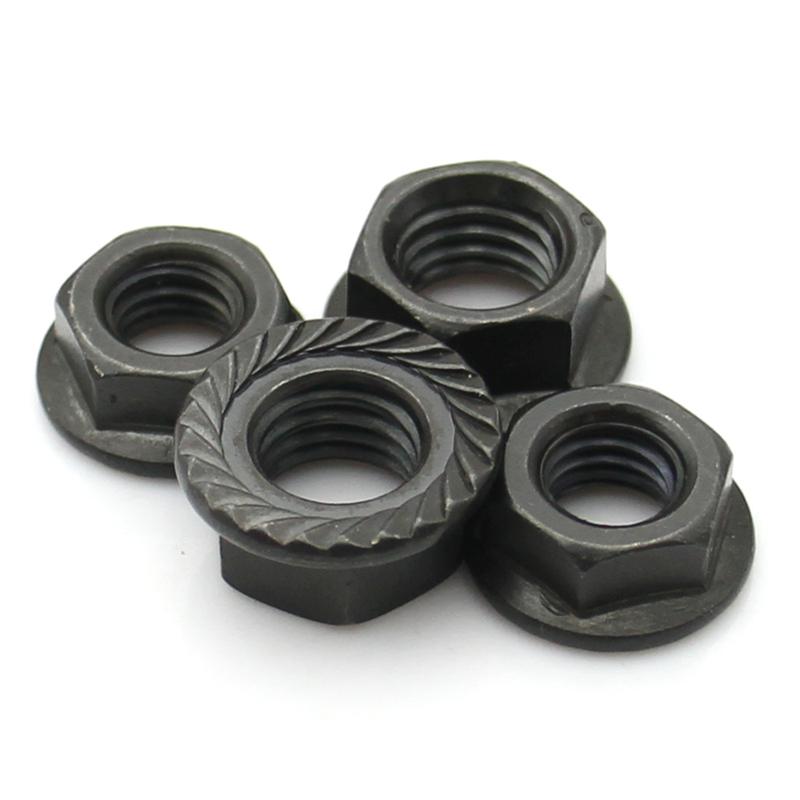 2-50pcs Carbon Steel Serrated Flange Lock Nuts Hex Locking Anti-Loose Nut with Washer M2-M16