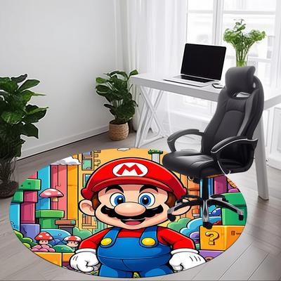 1pc Mario Adventure Office Round Area Rug, Under Office Chairs Bedroom Living Room Home Decor A0926184