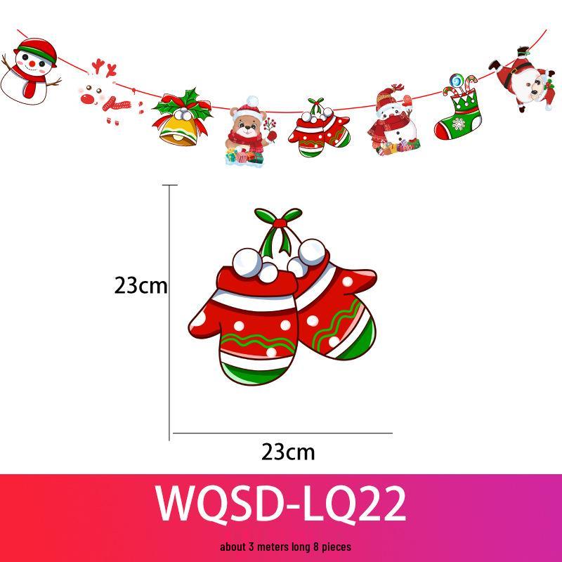 24 Christmas Cartoon Store Paper Bunting Flags for Festive Atmosphere