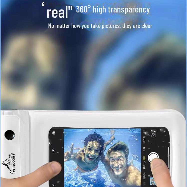 Transparent Waterproof Trifold Phone Case for Swimming & Diving - Touchscreen Friendly