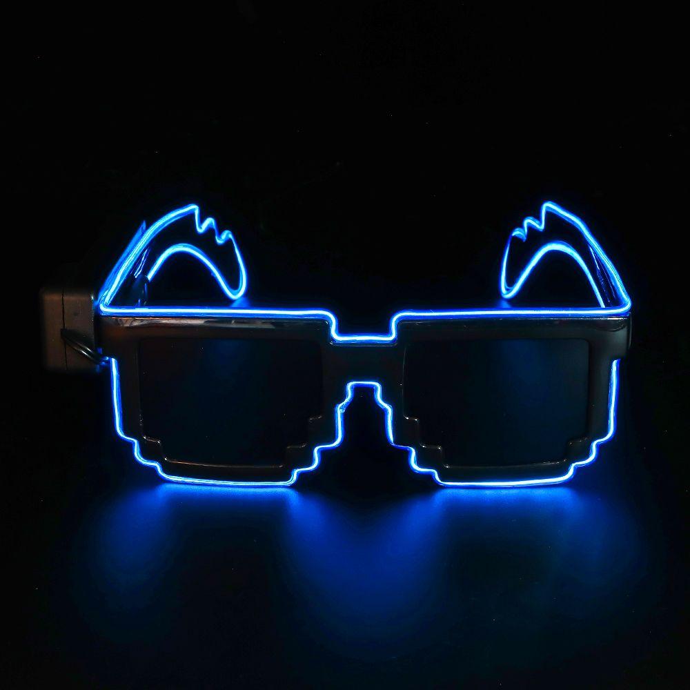 Lunettes LED Mosaïque Sans Fil Halloween Noël Anniversaire Fête Néon Discothèques Néon Rave Lunettes Clignotantes pour Adultes Enfants