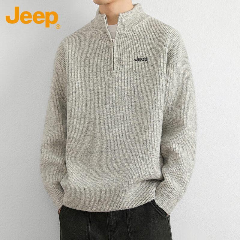 JEEP Men's Winter Thickened Half-Zip Knit Sweater