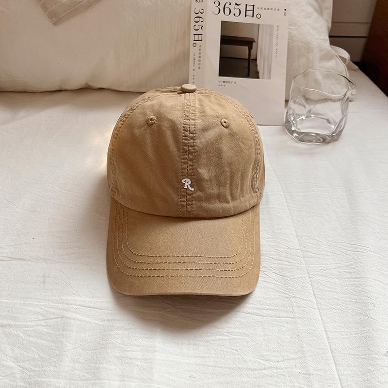 Baseball hat spring and summer new simple letter embroidery cap high sense versatile big head circumference baseball cap