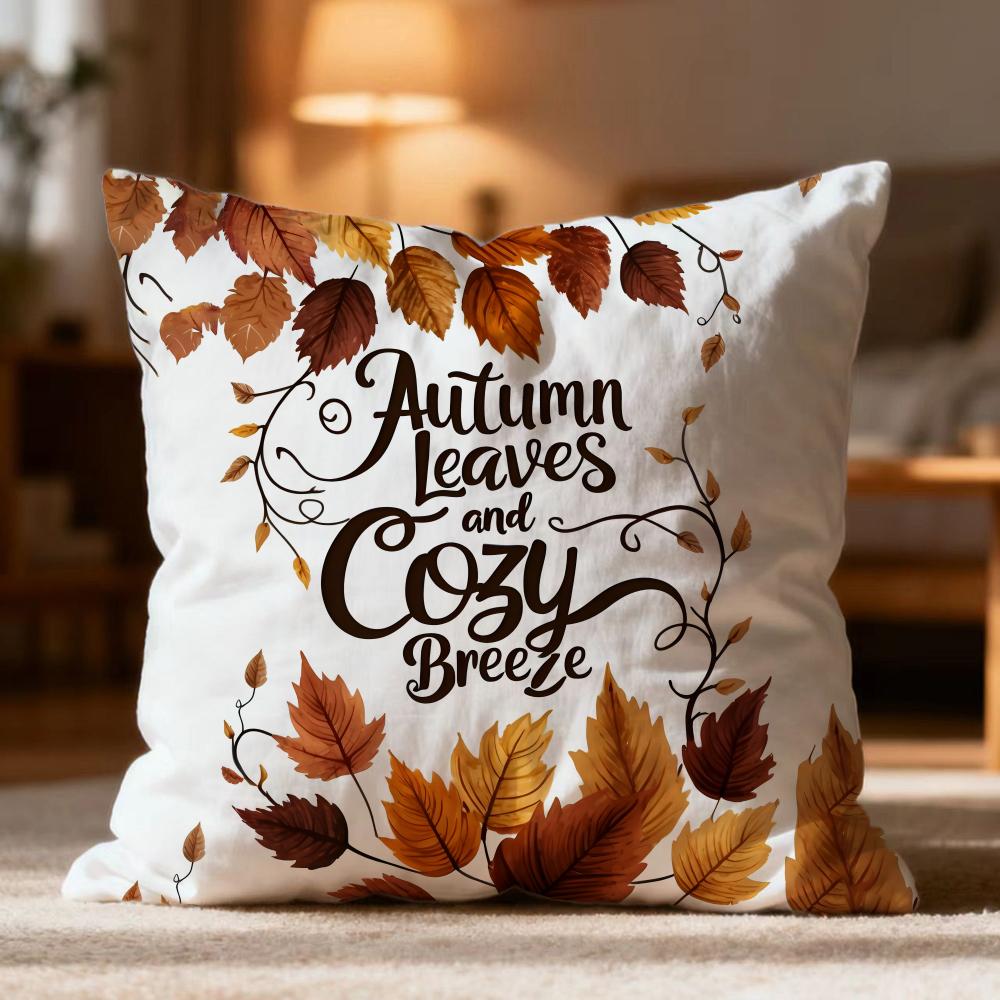 Hot Maple Leaf Vintage Print Cushion Cover Soft Washable Pillow Case Multi-Scene for Couch Bed Travel Office Use