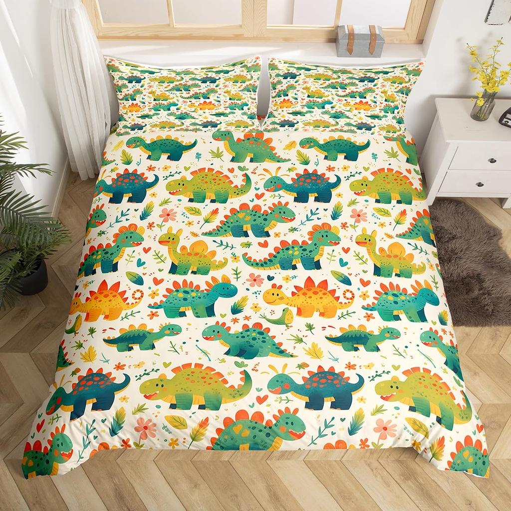 Comforter Dinosaur Boys Girls Cute Cartoon Wild Dino Bedding Set For Kids Jungle Animals Comforter Kawaii
