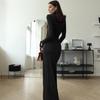 Women‘’s Dresses Autumn and Winter Fashion Sexy High-neck Long-sleeve Solid Color Dress