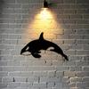 Orca Metal Wall Art Black Whale Silhouette Durable Iron Coastal Decor for Ocean Theme Room Beach House Indoor Outdoor Waterproof Gift for Whale Lovers
