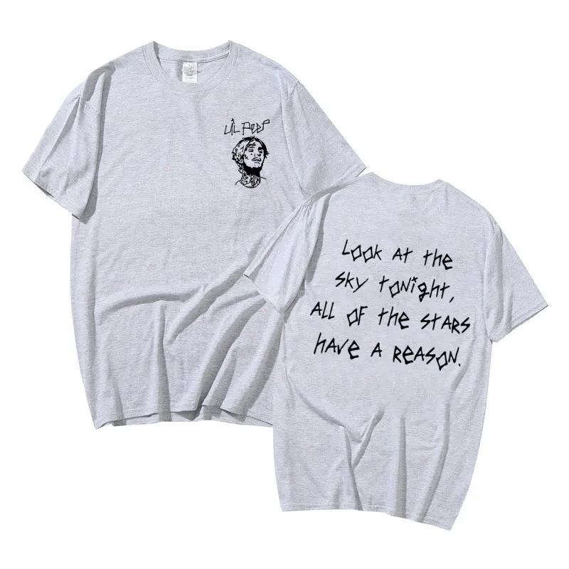 Rapper Lil Peep Look At The Sky Tonight All of The Stars Have A Reason Graphic Tshirt Men's Hip Hop Vintage Oversized T-shirts