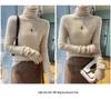 Women's Seamless High Neck Ribbed Knit Wool Sweater - Slim Fit, Textured Base Layer Pullover