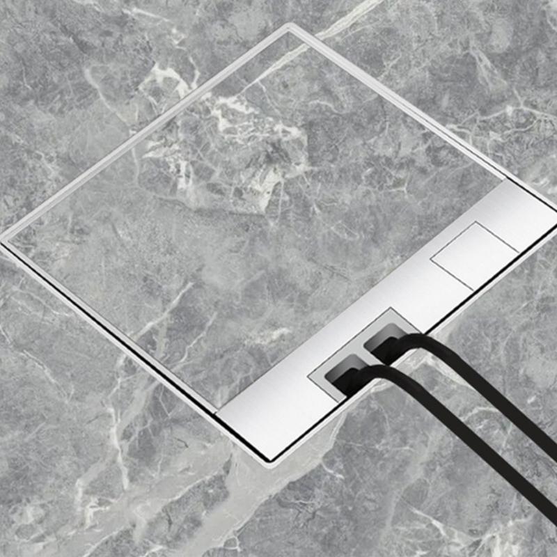 Waterproof Stainless Steel Marble Floor Socket Box Embedded Flat Thin Floor Socket with USB Port Concealed Socket