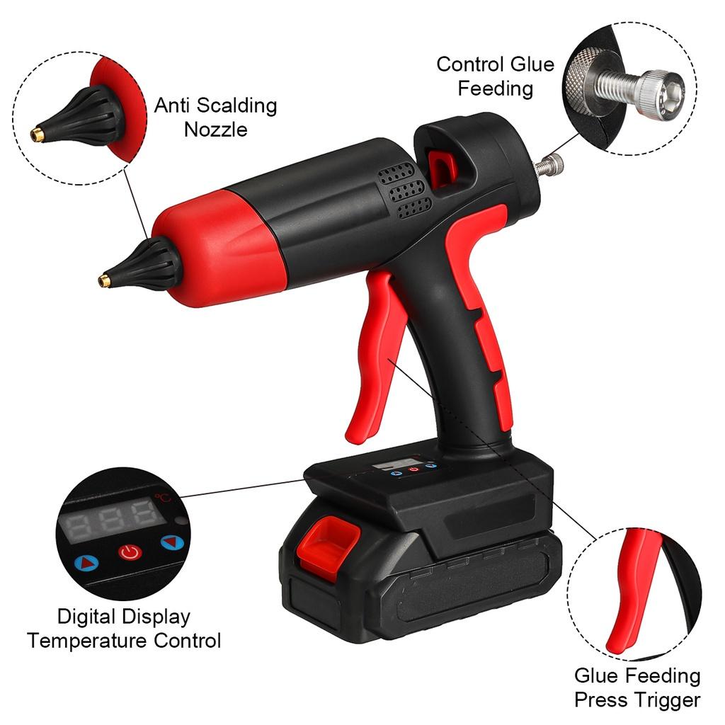 1000W 21V Cordless Hot Melt Glue Gun Rechargeable Li-ion Battery Copper Nozzle DIY Repair Tool