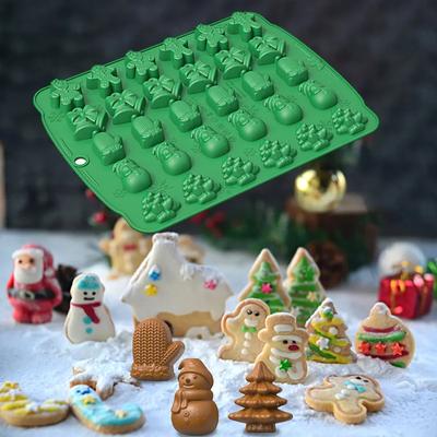 Christmas Silicone Chocolate Mold Gingerbread Man Xmas Tree Snowman Gloves Gummy Candly Mould Kitchen Party DIY Baking Tool