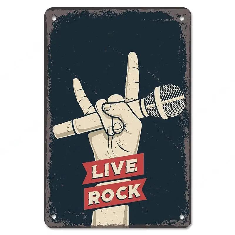 Rock Guitar Vintage Tin Sign Music Poster Wall Plaque Retro Tinplate Crafts Decor for Bar Garage Club Night Rock Party