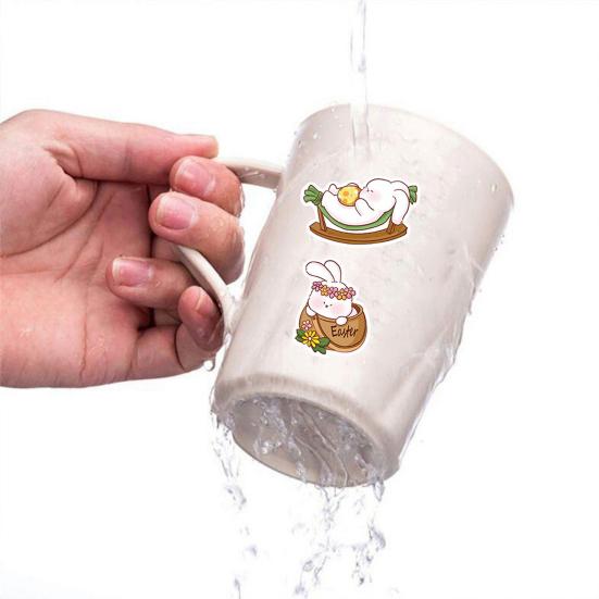 50Pcs Easter Bunny Stickers Waterproof Sun-resistant PVC Cartoon Rabbit Cute Decals DIY Vinyl Art Decorative Graffiti Stickers for Laptop Tablet