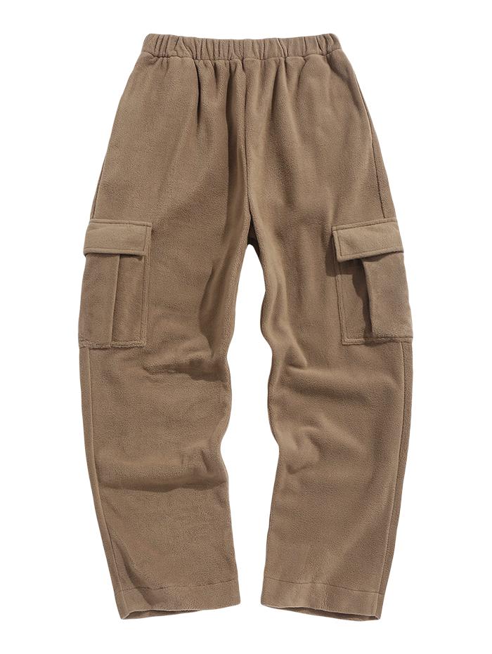 ZAFUL Однотонные брюки-карго из флиса с множеством карманов XXL света кофе — фото 6