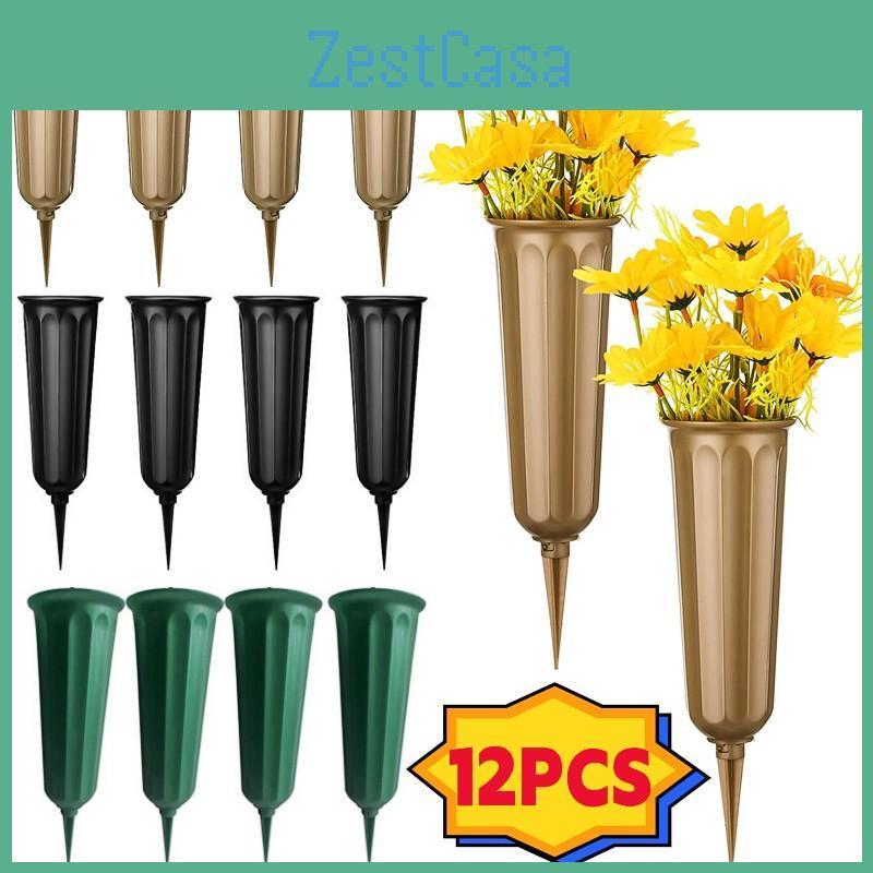Cemetery With Vases Plastic Spikes Floral Holder Artificial Fresh Flowers Vases Memorial Cemetery Decoration Cone Vase In Ground