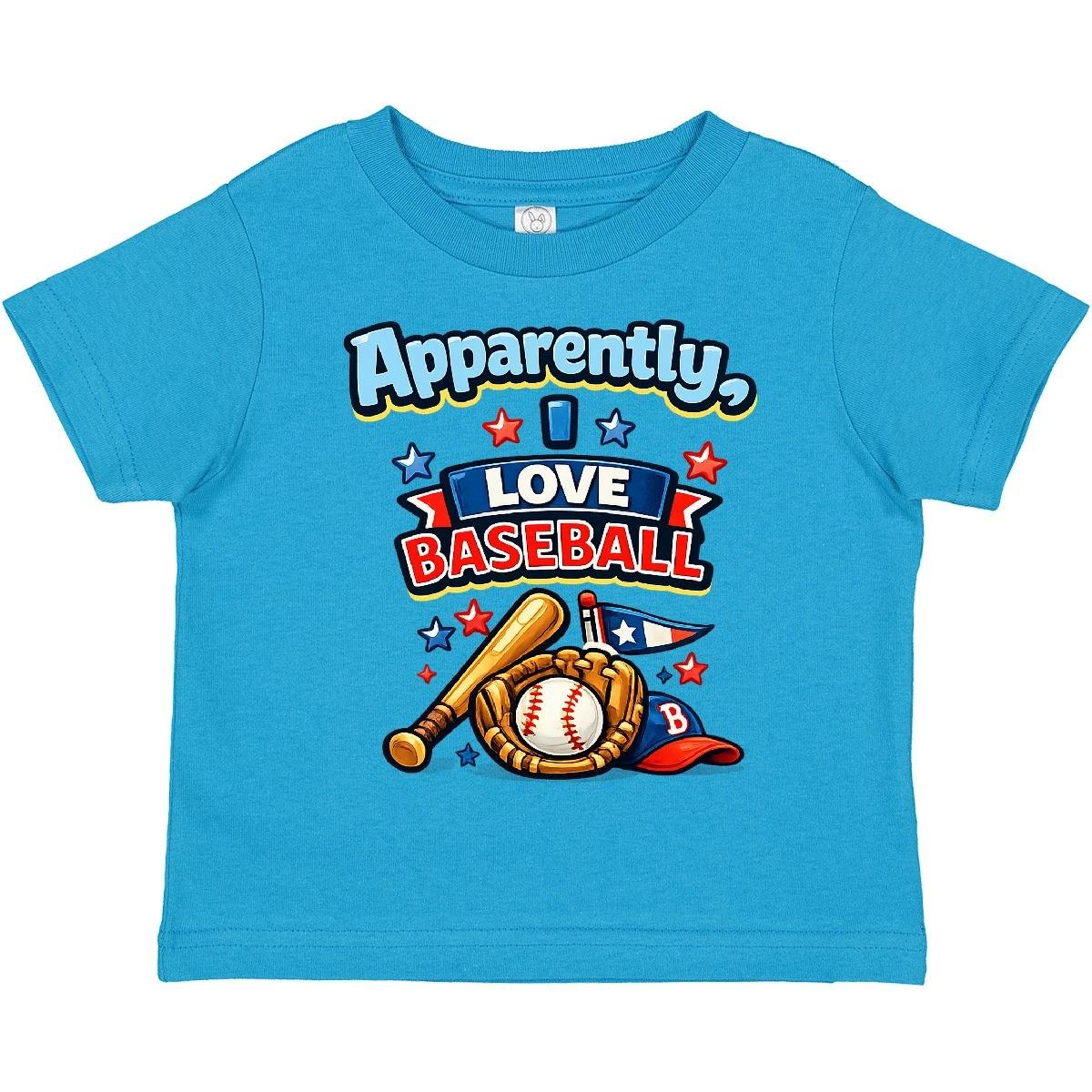 

Inktastic Apparently I Love Baseball Toddler kids boys T-Shirt Sports Bat Glove Stars Kid 100