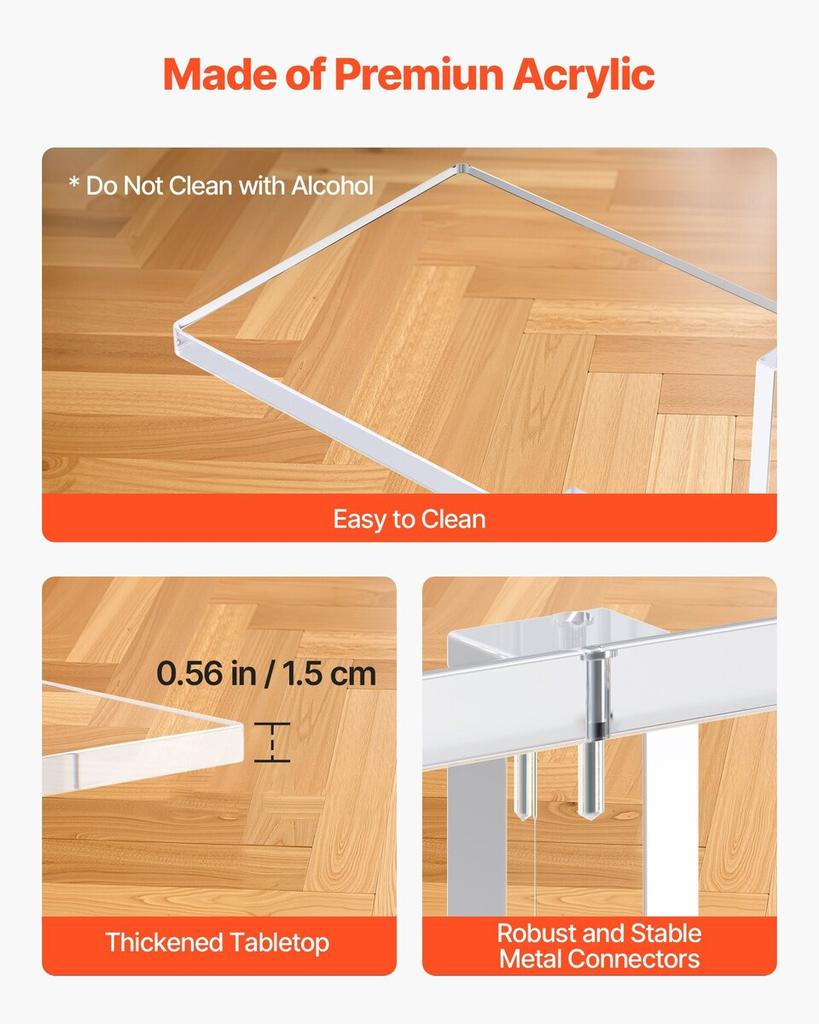 Acrylic Console Table, 2 Tiers Narrow Side Desk with Bottom Open Storage, Modern Rectangle Acrylic End Table, Transparent Entry Desk for Foyer,