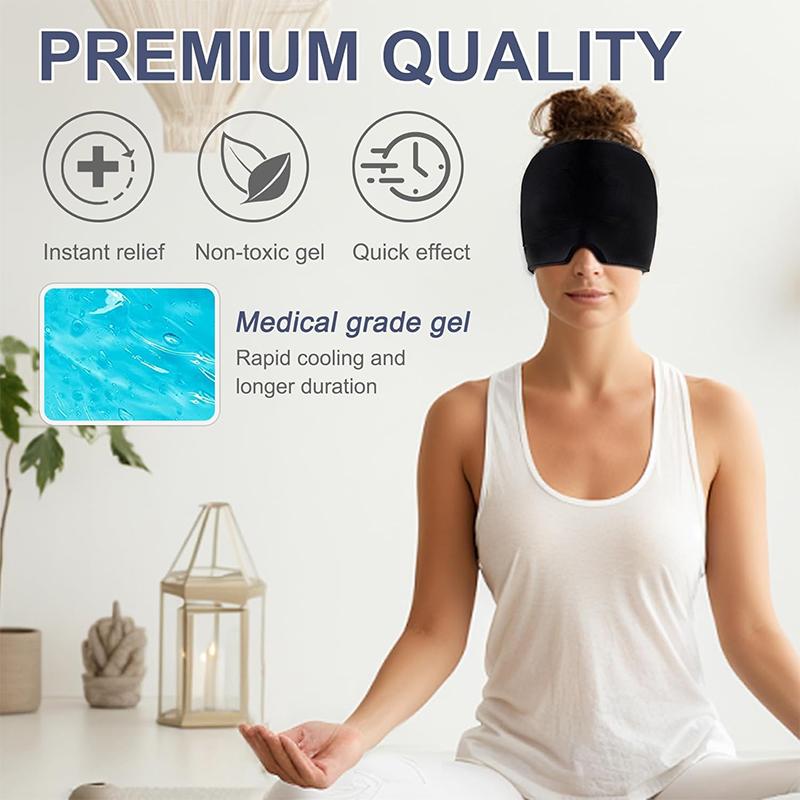 Migraine Relief Cap Headache Relieve Cap Mask Products Cooling Odorless Gel Ice Head Wrap for Stress Hangover Puffy Eyes JT457