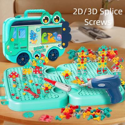 Simulation Electric Screwdriver Montessori Toys Assembly and Repair Tool Set Children Early Educational Toys Handmade DIY Toy
