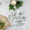 10/20/30Pcs Artificial Snowy Pine Branch 5 Fork Faux Greenery Stem Fake Plants Pick Xmas Holiday Wedding Party Home Decoration