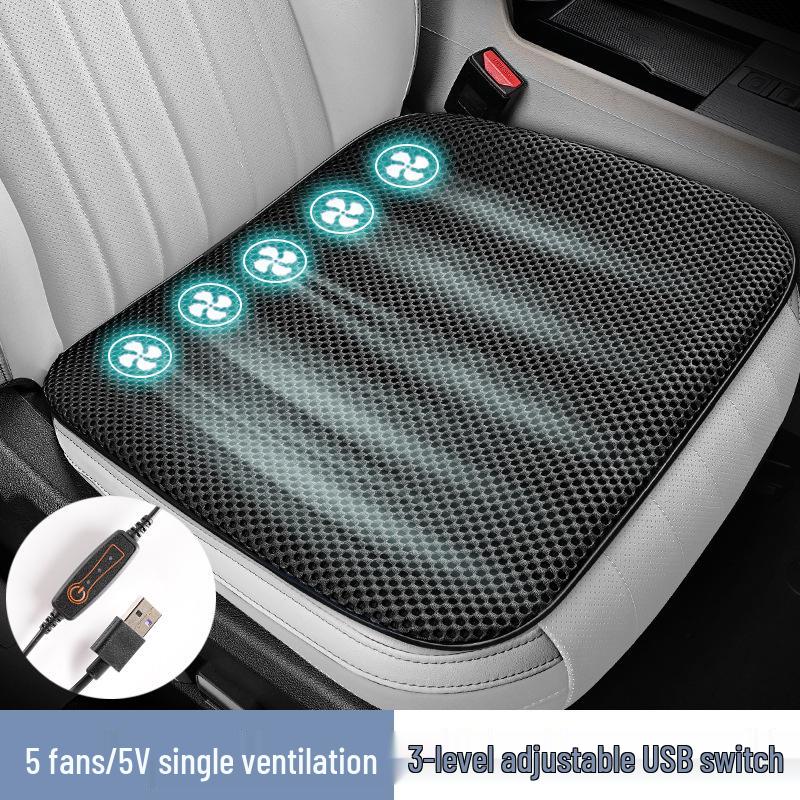 2024 USB Ventilated Cooling Pad: Ice Silk Blower Seat Cushion for Car and Office