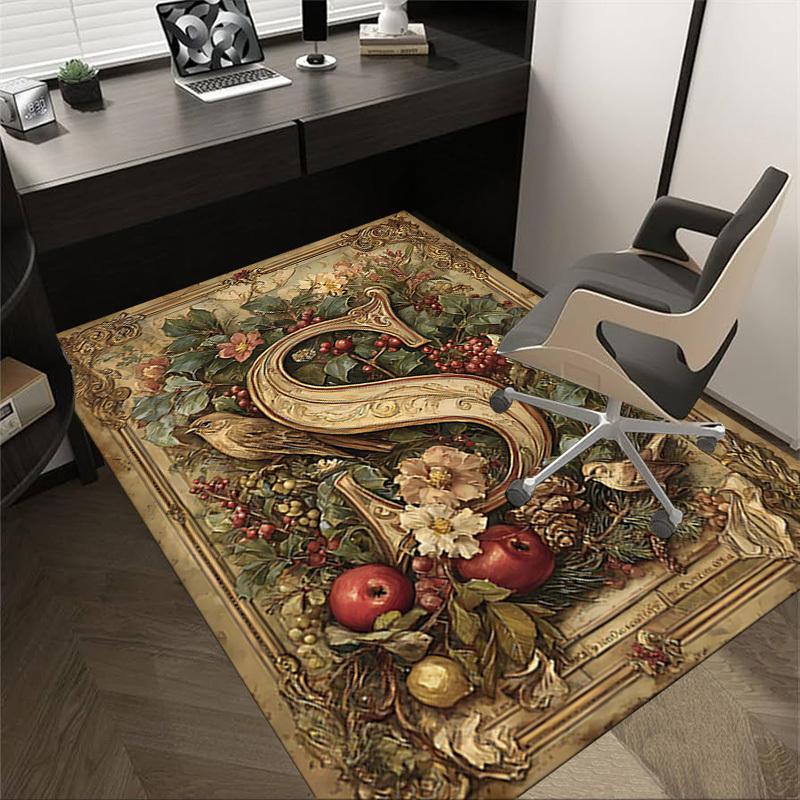 

1PC Letter S Floral Non-Slip Floor Carpet Compatible for Office&Living Room&Dining room - Flat-Weave Machine- Soft & Pattern-E273 60cm by 90cm