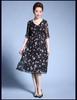 2024 Summer Silk Slim Fit Floral Mid-Length Dress for Women