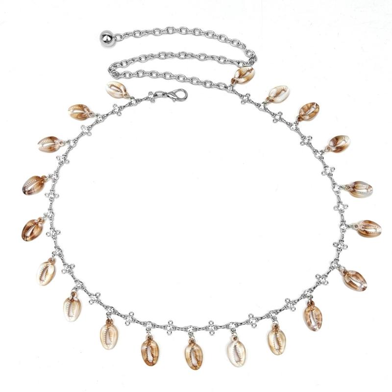 

Metallic Seashells Pendnat Chain Belt For Women Girl Various Beachwear Accessory Adjustable Waist Chain for Party Wear 1