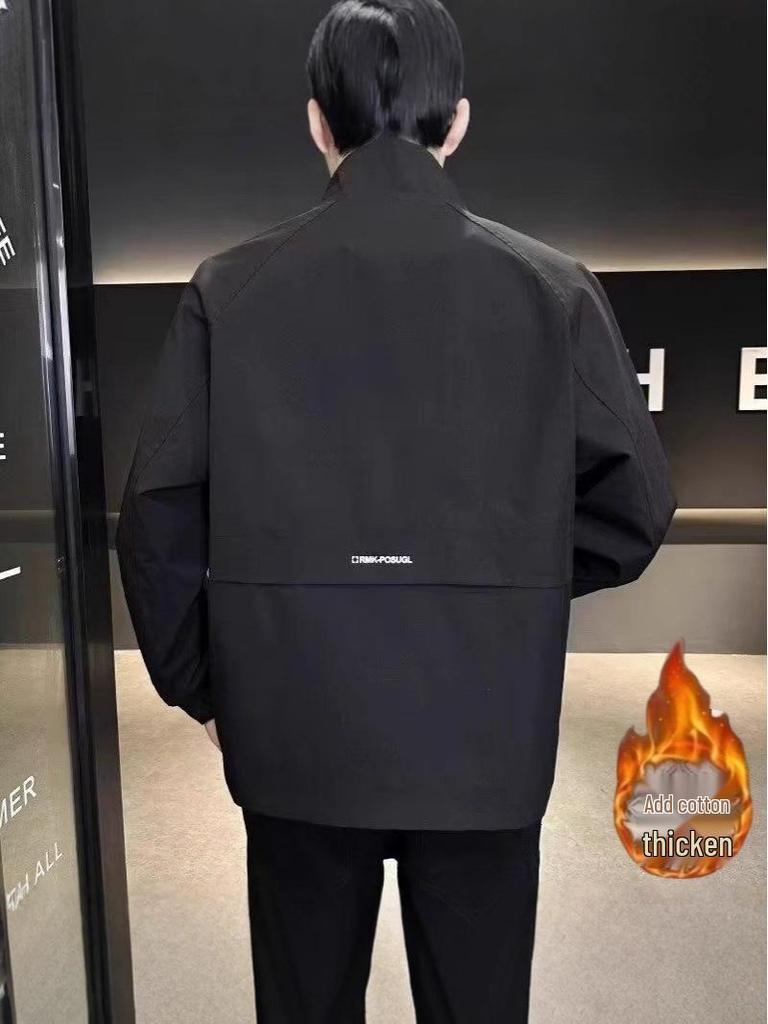 Trendy Men's Stand-Collar Padded Workwear Jacket - Warm, Loose, Versatile Autumn/Winter Outerwear