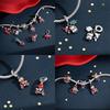 Authentic copper Red Heart Love Zircon Cat for New Year Christmas Lovely Bead Charms Compatible With Bracelets Delicate Accessory Jewellery Gift