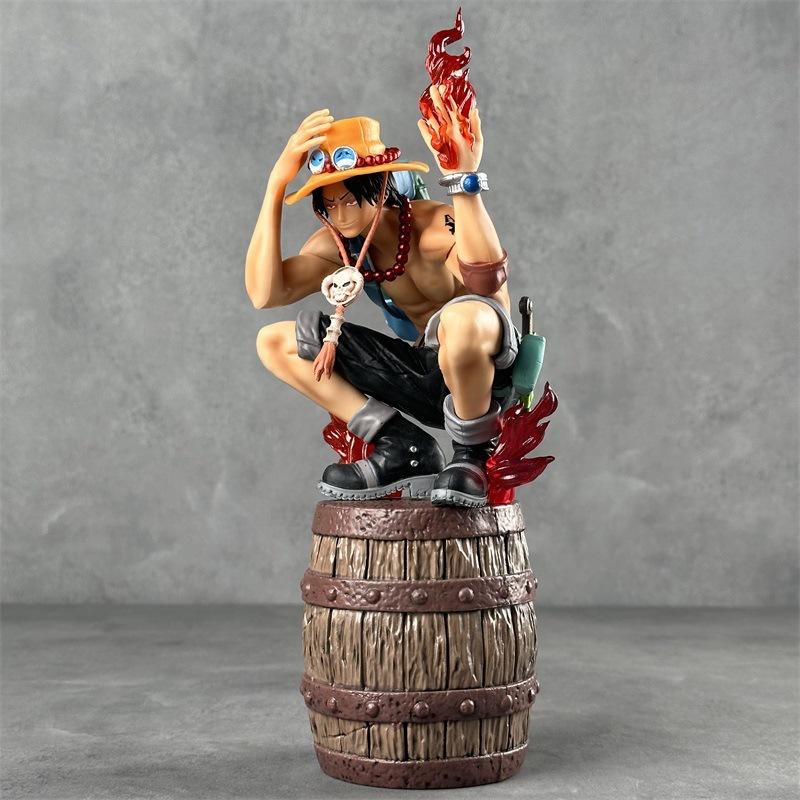 33CM Anime One Piece Portgas·D· Ace Figure KING OF ARTIST SPECIAL ver Squat Model Toys Doll Aciton Figure Replaceable Face Hand