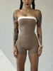 Nude Feeling Anti-slip Bandeau Jumpsuit with Chest Pad for Fitness, Yoga, and Running