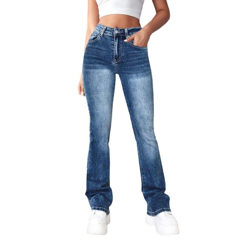 Retro Spice Girls Jeans Damen Skinny Slim High Stretch Micro Flare Hose