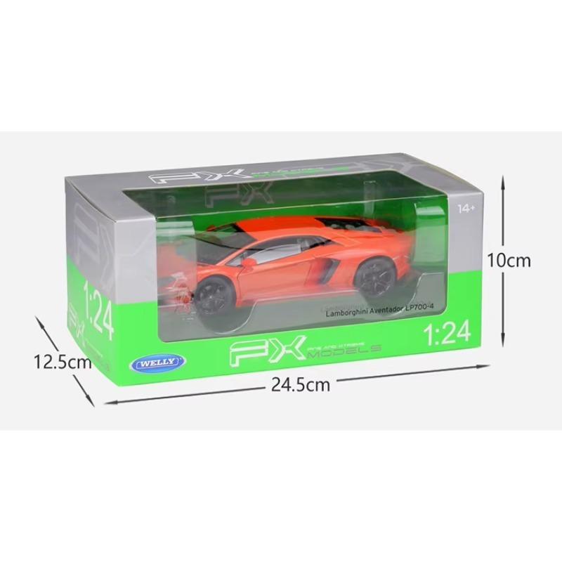 WELLY Diecast 1/24 Model Car Lamborghini Aventador LP700-4 Race Car Sports Car Metal Alloy Toy Car for Children Gift Collection