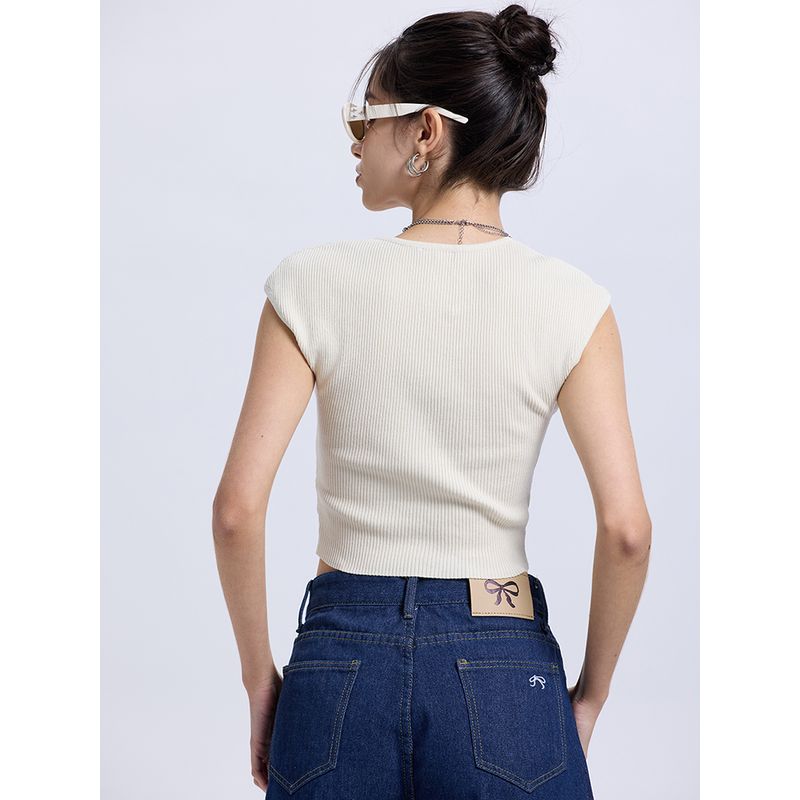 Za2025 Summer New Women clothes Solid Simple Elegant All-Match Heart-Shaped Collar Sleeveless Rib Simple T-shirt Top