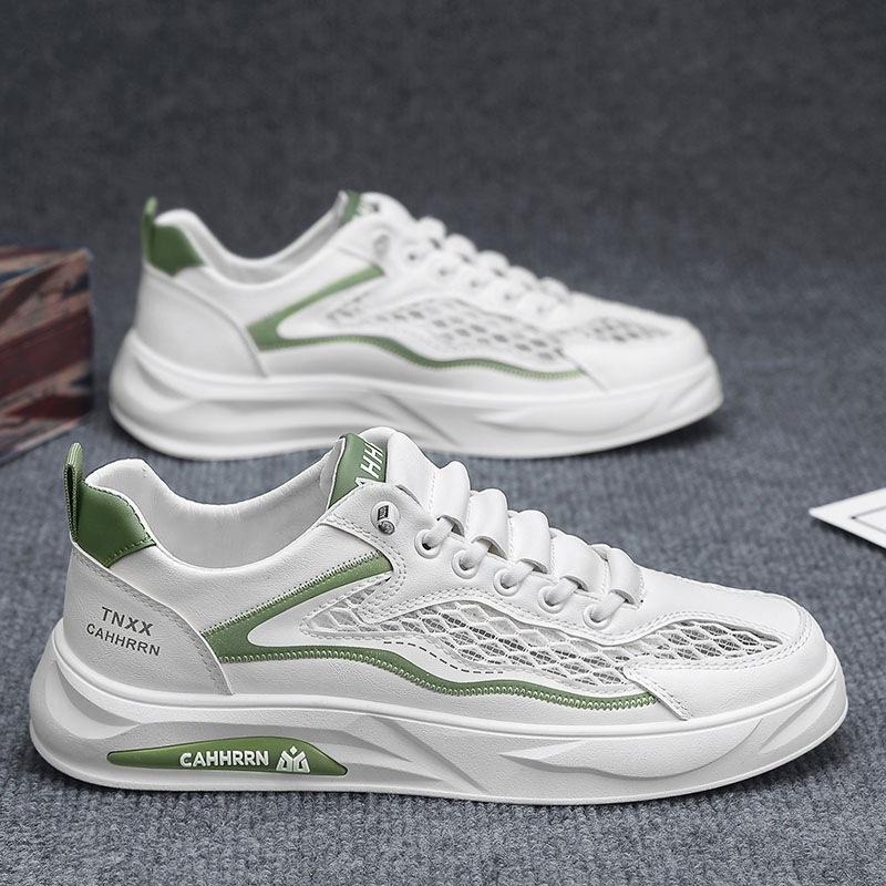 Board Shoes Student Little White Shoes Men's Summer Breathable Big Net Hollow Men's Shoes 2025 New Casual Sports Shoes Youth