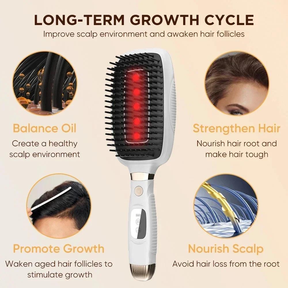 Electric Head Massage Comb Anti Hair Loss Infrared Hair Growth Comb Scalp Massager Red Light Treatment EMS Vibration