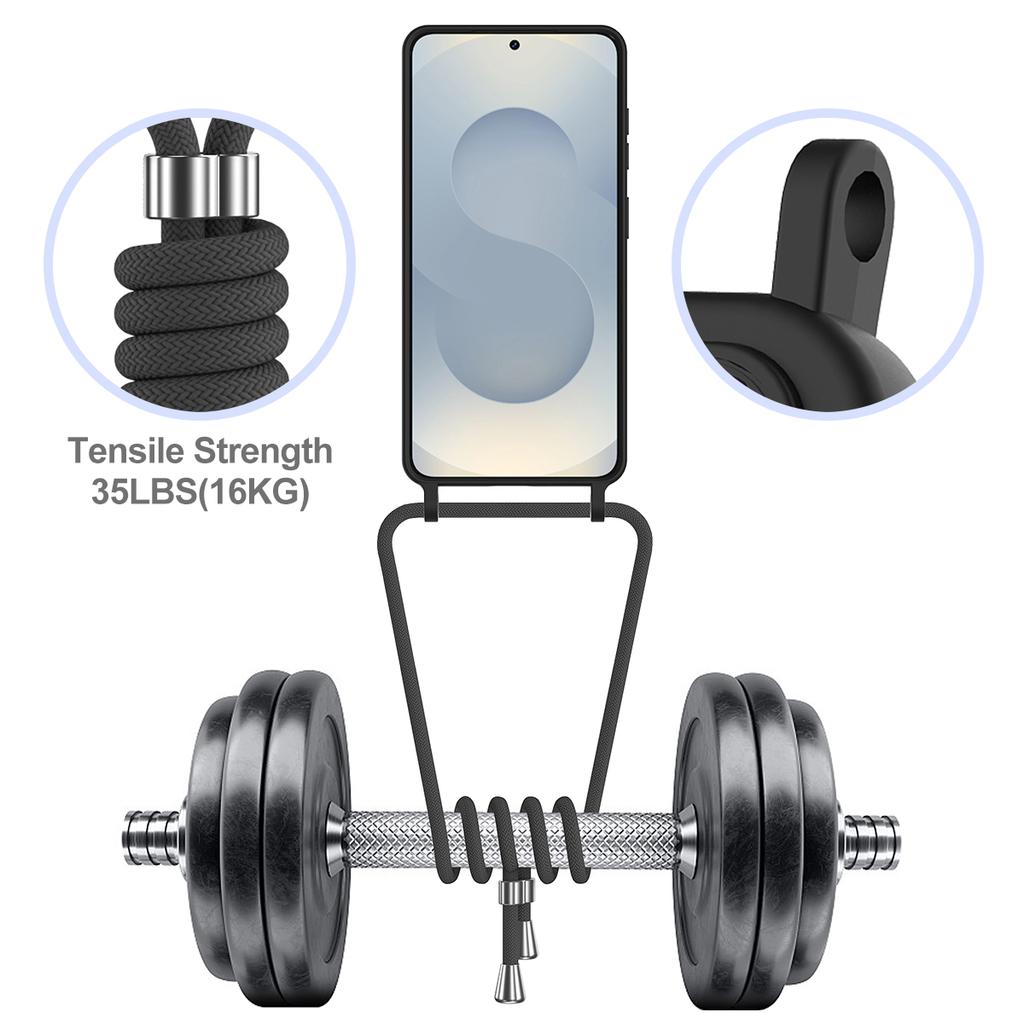 For Samsung Galaxy S26 Pro/Galaxy S26 Case Liquid Silicone Card Holder Back Phone Cover with Lanyard