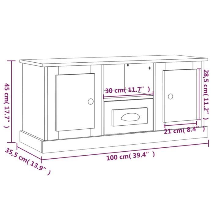 VidaXL TV Cabinet Sonoma Grey 100x35.5x45 Cm Engineered Wood 816462