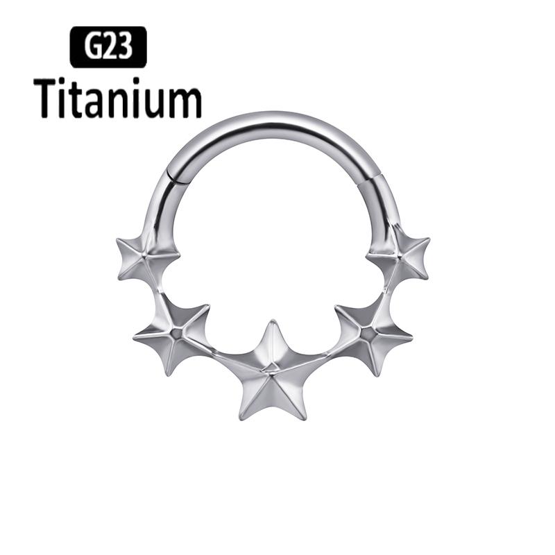 G23 Titanium Piercing Clicker Hight Segment Star Nose Rings Open Small Septum Hoops Earrings Helix Ear Piercing Body Jewelry 16G
