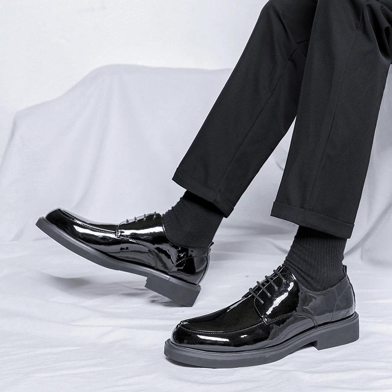 Business Formal Patent Leather Shoes Men 2024 Spring Men Shoes Low-top Solid Wedding Shoes Black Fashion Oxford Office Shoes