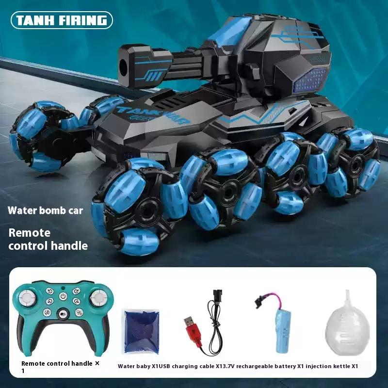 Remote controlled tank vehicle gesture sensing drift can fire water bombs, six wheel four-wheel drive off-road climbing toy