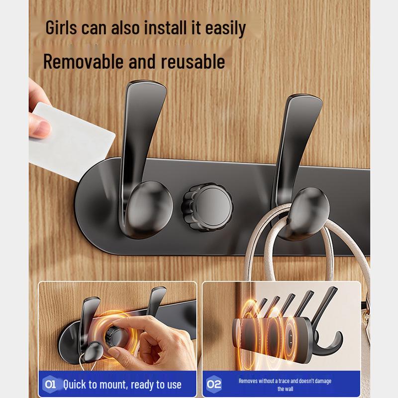 Wall-Mounted No-Drill Entryway Coat and Hat Rack with Hooks