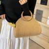 Chic Khaki Casual Tote Bag For Women Stylish 2024 Winter Collection Soft Weave Design